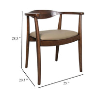 Niva Dining Side Chair Set of 2, Modern Armchairs, Brown Rubberwood -BM333703