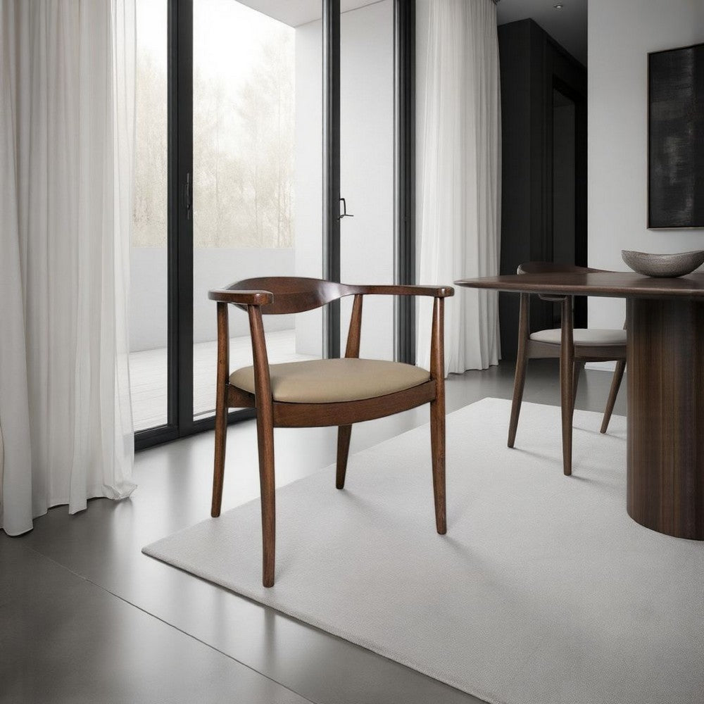 Niva Dining Side Chair Set of 2, Modern Armchairs, Brown Rubberwood -BM333703