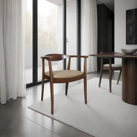 Niva Dining Side Chair Set of 2, Modern Armchairs, Brown Rubberwood -BM333703