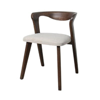 Vyva Dining Side Chair Set of 2, Ivory Seat, Walnut Brown Rubberwood -BM333705