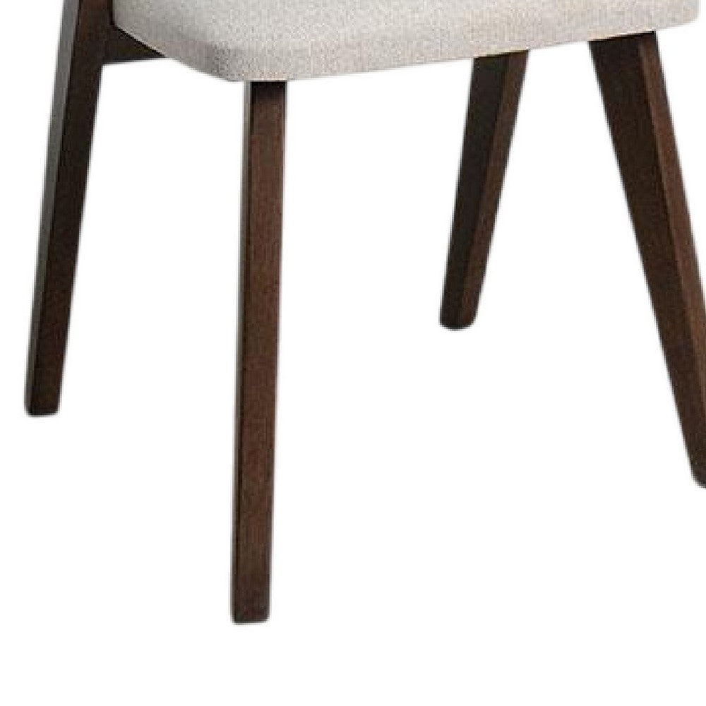 Vyva Dining Side Chair Set of 2, Ivory Seat, Walnut Brown Rubberwood -BM333705
