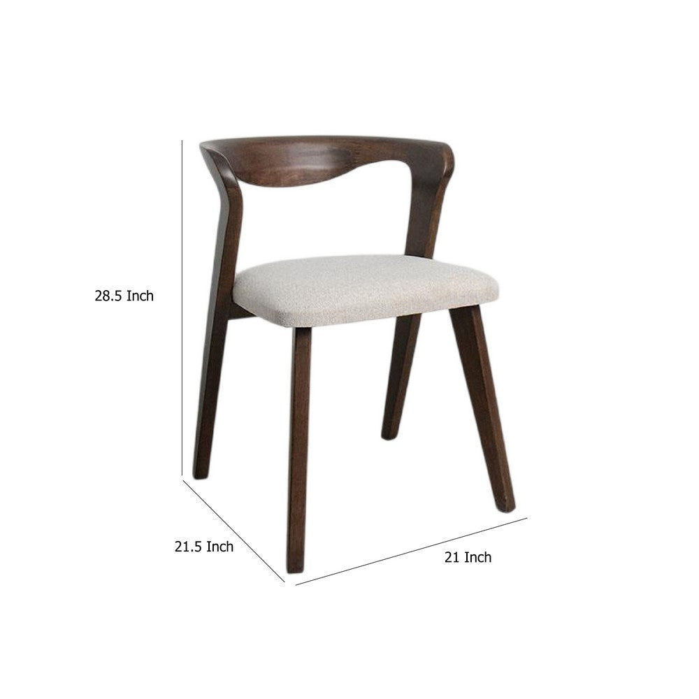 Vyva Dining Side Chair Set of 2, Ivory Seat, Walnut Brown Rubberwood -BM333705