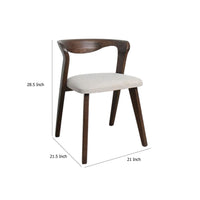 Vyva Dining Side Chair Set of 2, Ivory Seat, Walnut Brown Rubberwood -BM333705