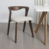 Vyva Dining Side Chair Set of 2, Ivory Seat, Walnut Brown Rubberwood -BM333705