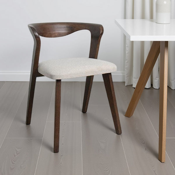 Vyva Dining Side Chair Set of 2, Ivory Seat, Walnut Brown Rubberwood -BM333705