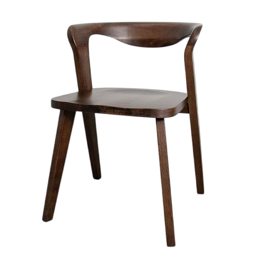 Rumy Dining Side Chair Set of 2, Open Back, Walnut Brown Solid Wood -BM333709