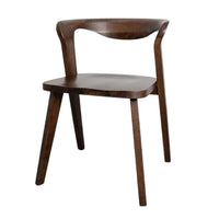 Rumy Dining Side Chair Set of 2, Open Back, Walnut Brown Solid Wood -BM333709