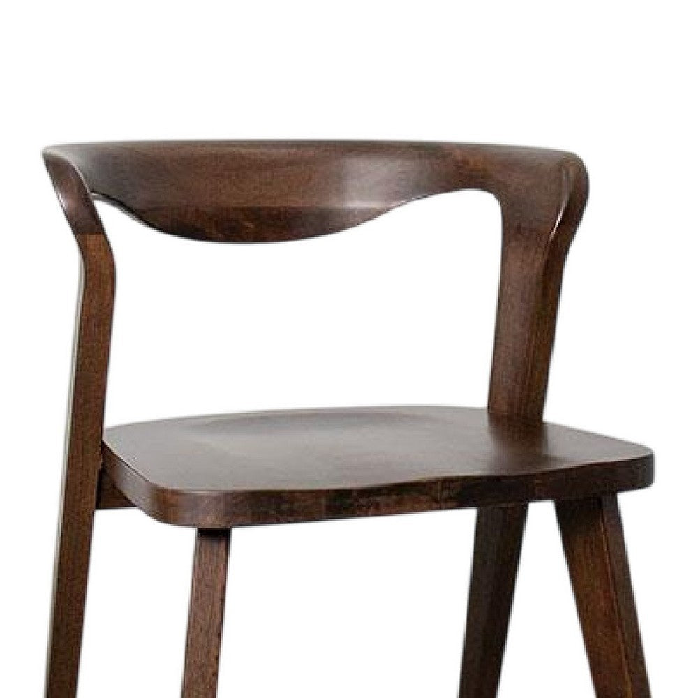 Rumy Dining Side Chair Set of 2, Open Back, Walnut Brown Solid Wood -BM333709