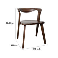 Rumy Dining Side Chair Set of 2, Open Back, Walnut Brown Solid Wood -BM333709