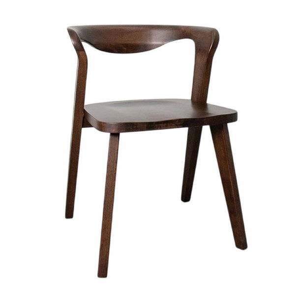 Rumy Dining Side Chair Set of 2, Open Back, Walnut Brown Solid Wood -BM333709