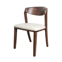 Viki Dining Side Chair Set of 2, Ivory Fabric Seat, Brown Solid Wood -BM333710