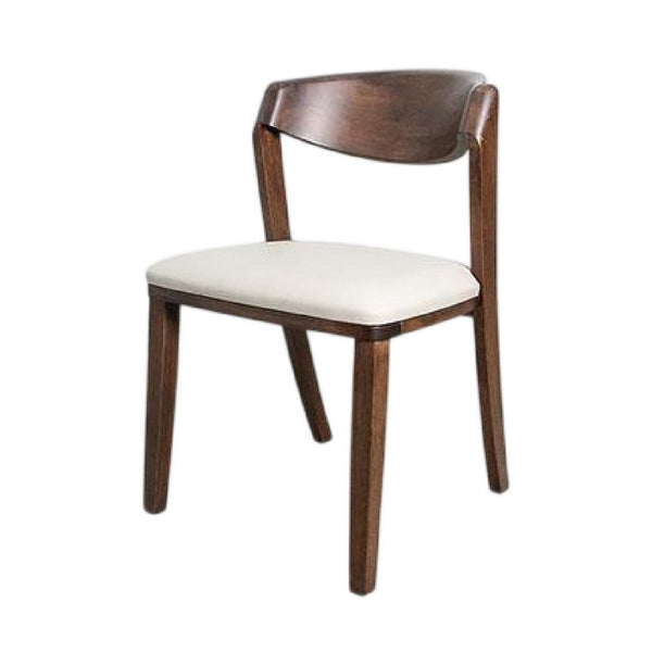 Viki Dining Side Chair Set of 2, Ivory Fabric Seat, Brown Solid Wood -BM333710
