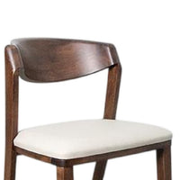 Viki Dining Side Chair Set of 2, Ivory Fabric Seat, Brown Solid Wood -BM333710