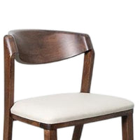 Viki Dining Side Chair Set of 2, Ivory Fabric Seat, Brown Solid Wood -BM333710