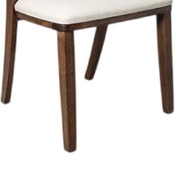 Viki Dining Side Chair Set of 2, Ivory Fabric Seat, Brown Solid Wood -BM333710