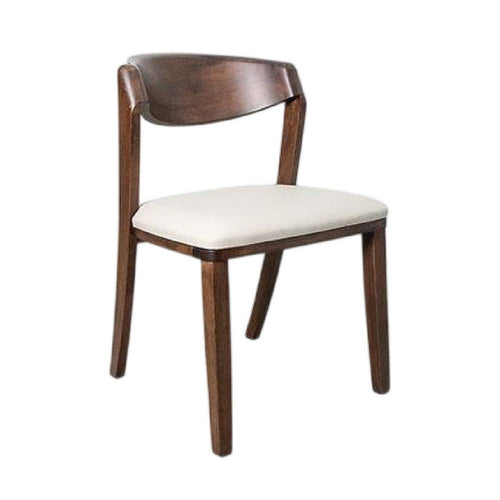 Viki Dining Side Chair Set of 2, Ivory Fabric Seat, Brown Solid Wood -BM333710