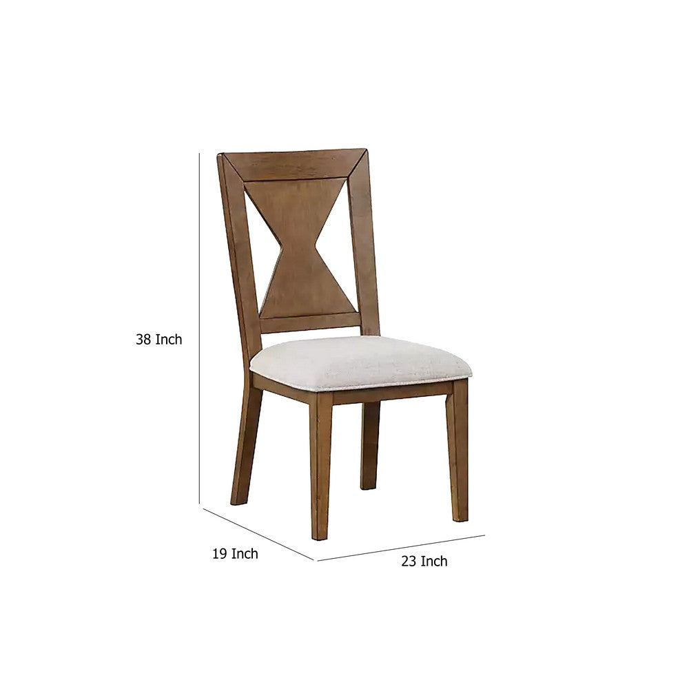 Zivy Dining Side Chair Set of 2, Hourglass Back, Rustic Oak Brown Wood -BM333721