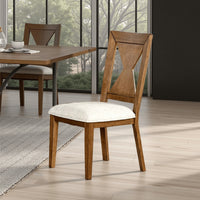 Zivy Dining Side Chair Set of 2, Hourglass Back, Rustic Oak Brown Wood -BM333721