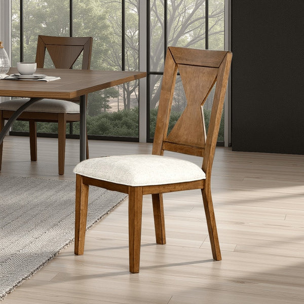 Zivy Dining Side Chair Set of 2, Hourglass Back, Rustic Oak Brown Wood -BM333721