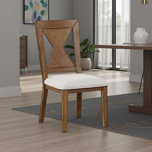 Zivy Dining Side Chair Set of 2, Hourglass Back, Rustic Oak Brown Wood -BM333721