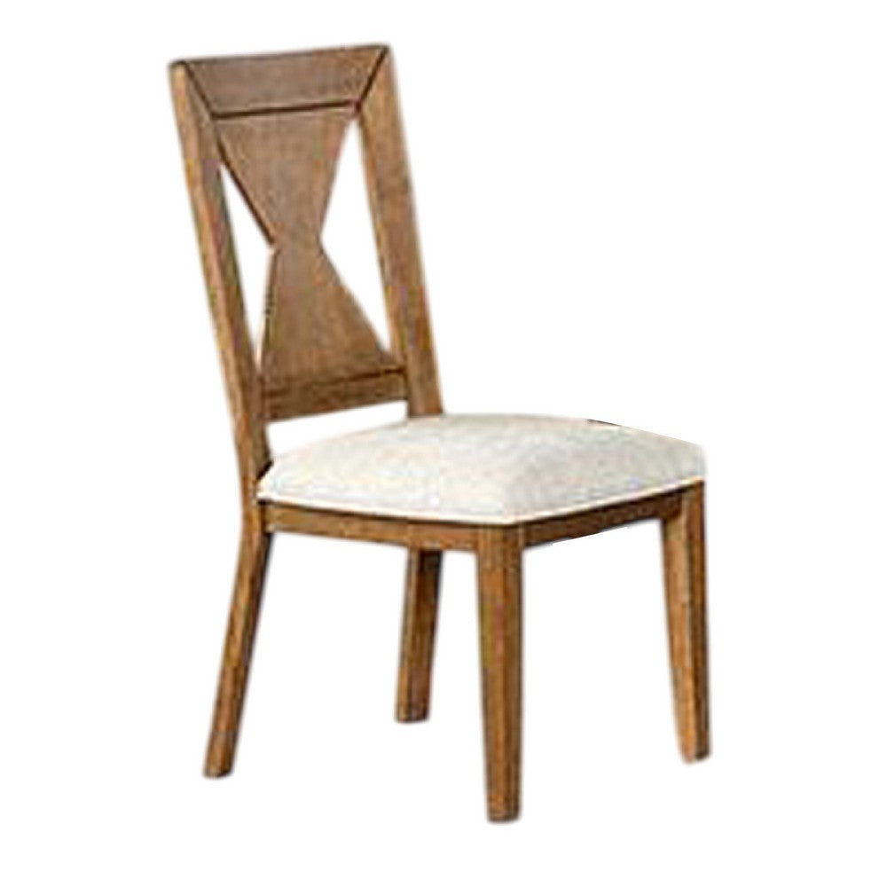 Zivy Dining Side Chair Set of 2, Hourglass Back, Rustic Oak Brown Wood -BM333721