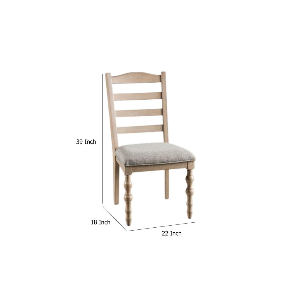 Cherie Dining Side Chair Set of 2, Turned Legs, Light Brown Solid Wood -BM333722