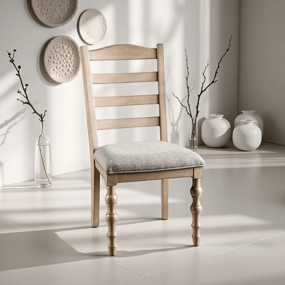 Cherie Dining Side Chair Set of 2, Turned Legs, Light Brown Solid Wood -BM333722