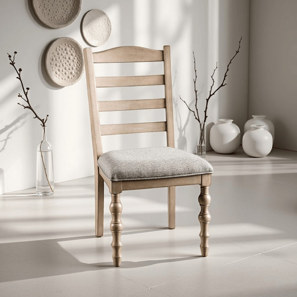 Cherie Dining Side Chair Set of 2, Turned Legs, Light Brown Solid Wood -BM333722
