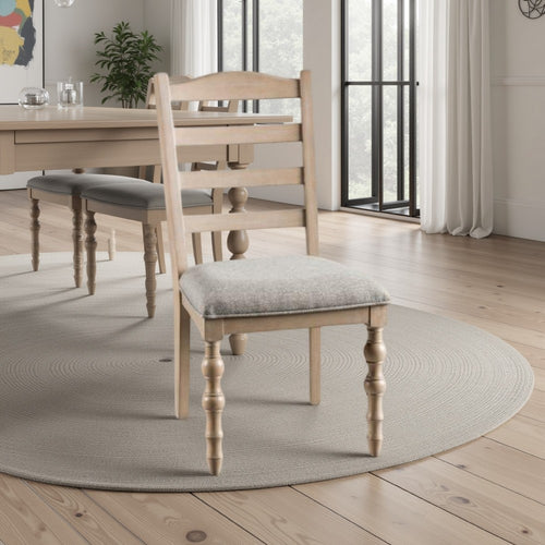 Cherie Dining Side Chair Set of 2, Turned Legs, Light Brown Solid Wood -BM333722