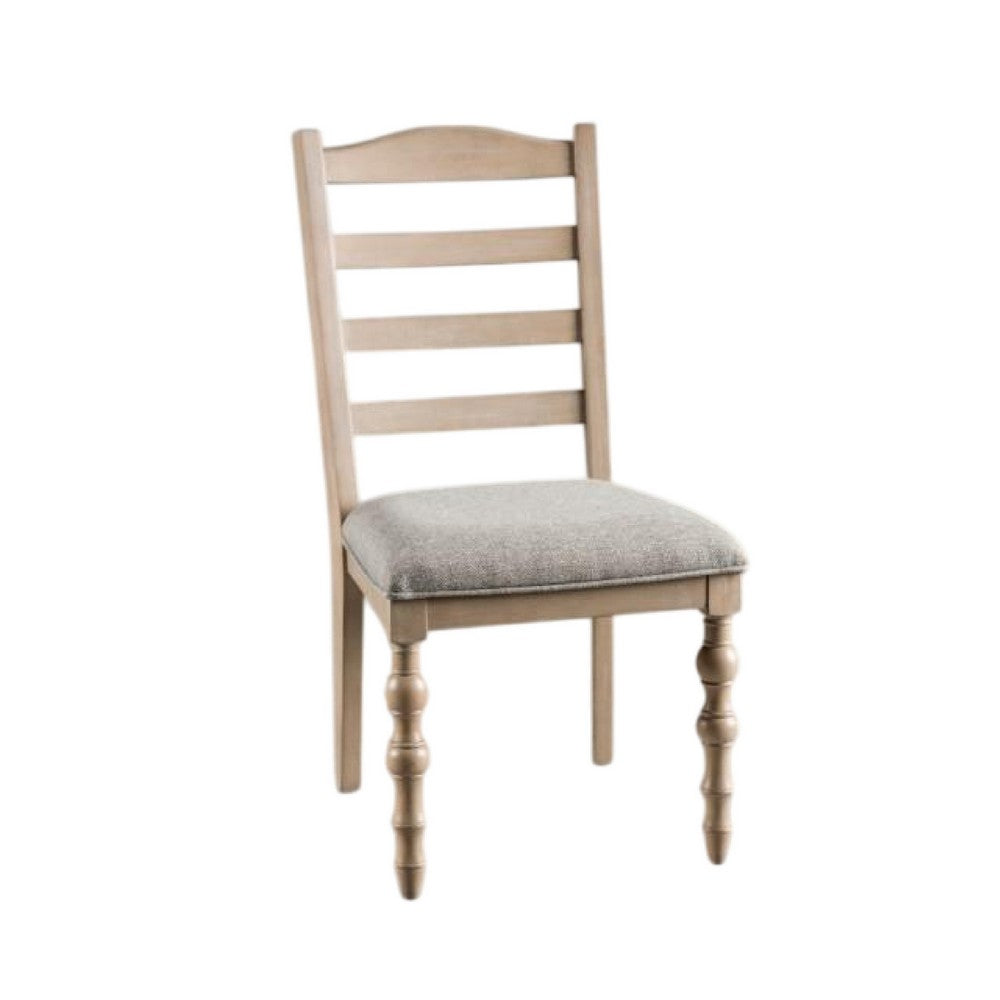 Cherie Dining Side Chair Set of 2, Turned Legs, Light Brown Solid Wood -BM333722