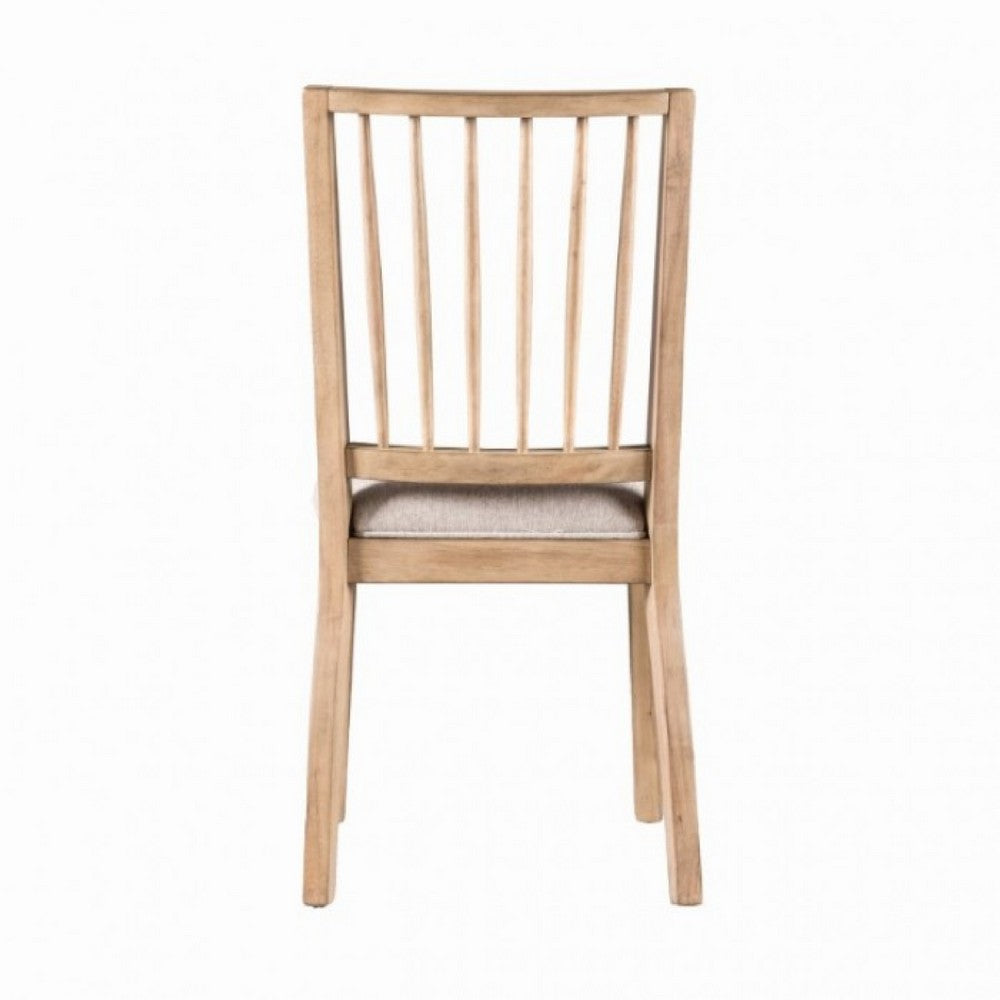 Lucas Dining Side Chair Set of 2, Slatted Back, Natural Brown Wood -BM333725