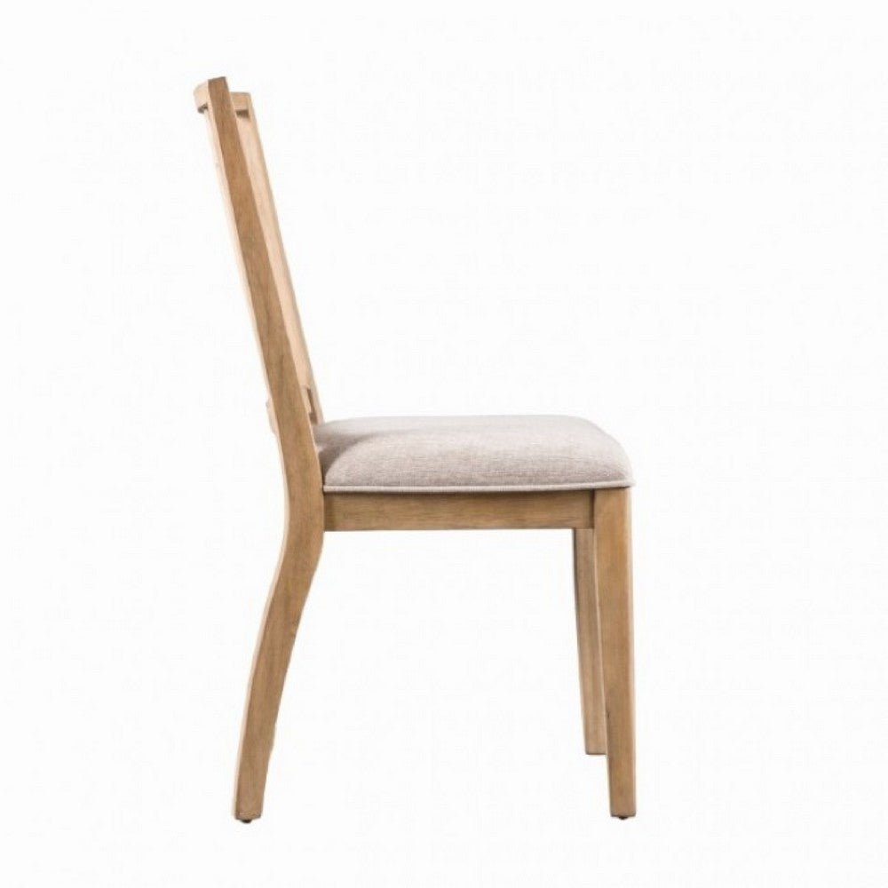 Lucas Dining Side Chair Set of 2, Slatted Back, Natural Brown Wood -BM333725