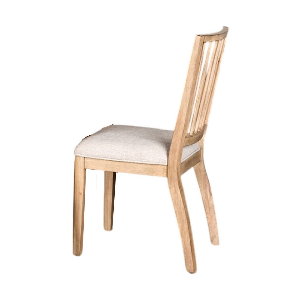 Lucas Dining Side Chair Set of 2, Slatted Back, Natural Brown Wood -BM333725
