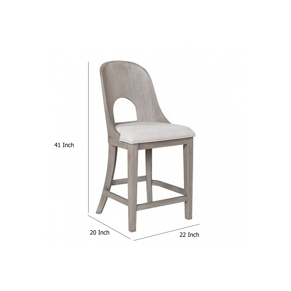 Zoko Counter Height Chair Set of 2, Curved Cut Out Back, White Wash -BM333728