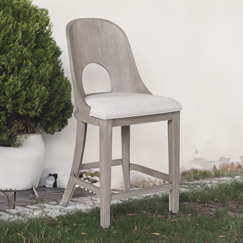 Zoko Counter Height Chair Set of 2, Curved Cut Out Back, White Wash -BM333728