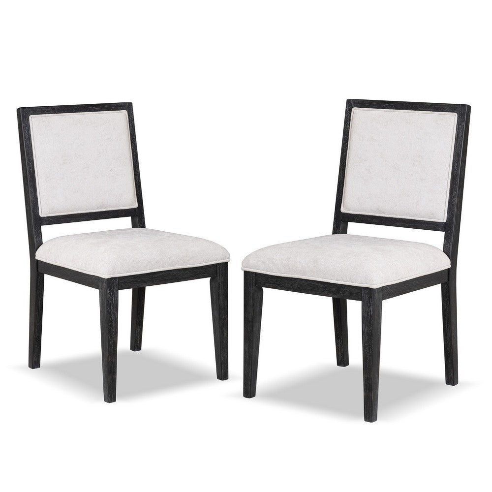 Ginie Dining Side Chair Set of 2, Farmhouse Legs, Black Rubberwood -BM333739
