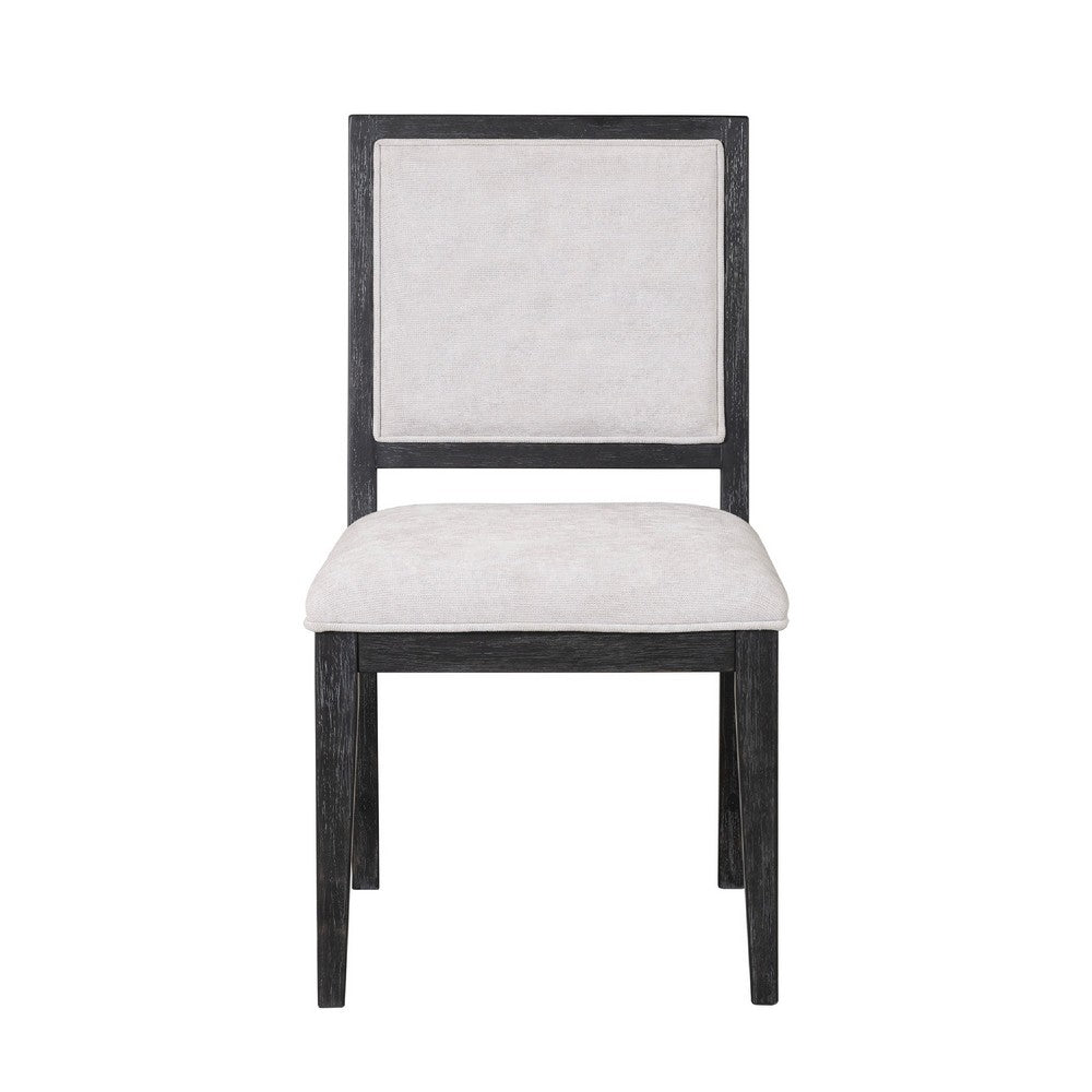 Kizie Dining Side Chair Set of 2, Farmhouse Panel Design, Black Wood -BM333741