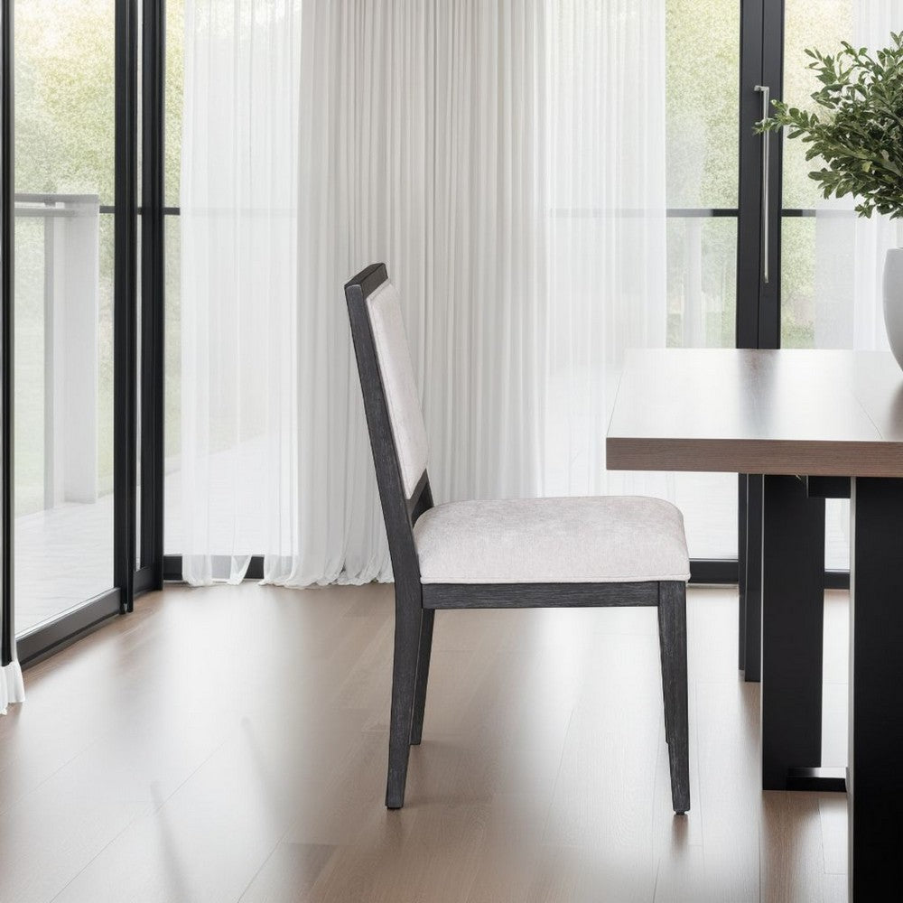 Kizie Dining Side Chair Set of 2, Farmhouse Panel Design, Black Wood -BM333741