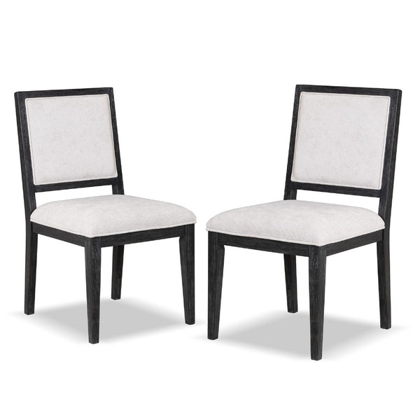 Kizie Dining Side Chair Set of 2, Farmhouse Panel Design, Black Wood -BM333741