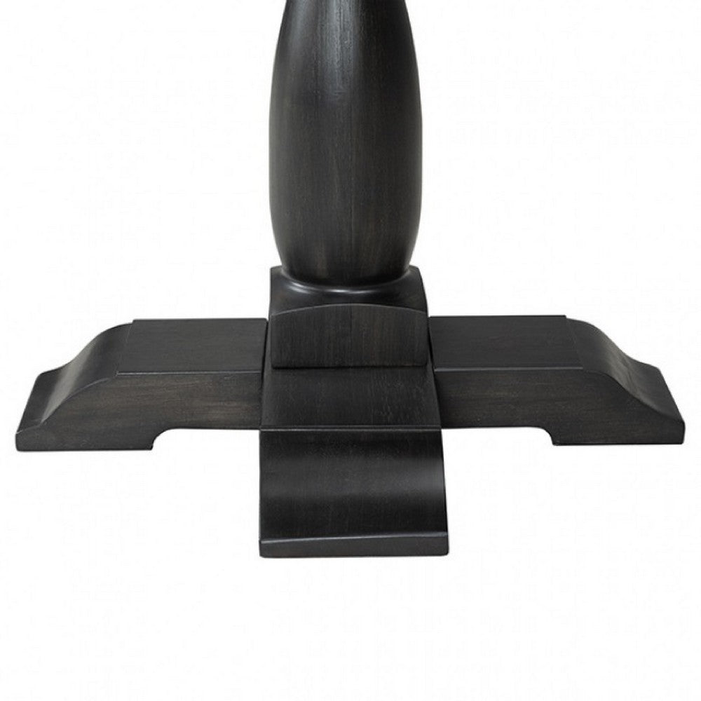 Ginie Round End Table, Rustic Black Brown Solid Rubberwood, 24 Inch -BM333751