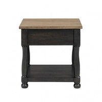 Ginie Chairside End Table, 1 Drawer, Black Brown Solid Wood, 24 Inch -BM333752