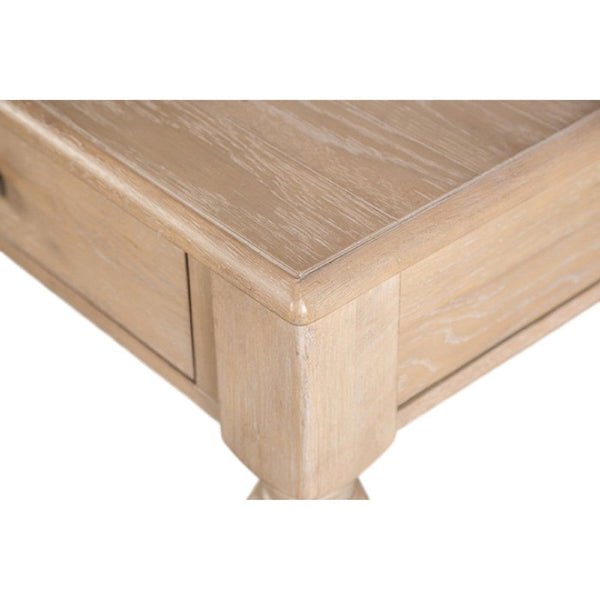Cherie Coffee Table, 2 Drawers, Light White Washed Wood, 52 Inch -BM333753
