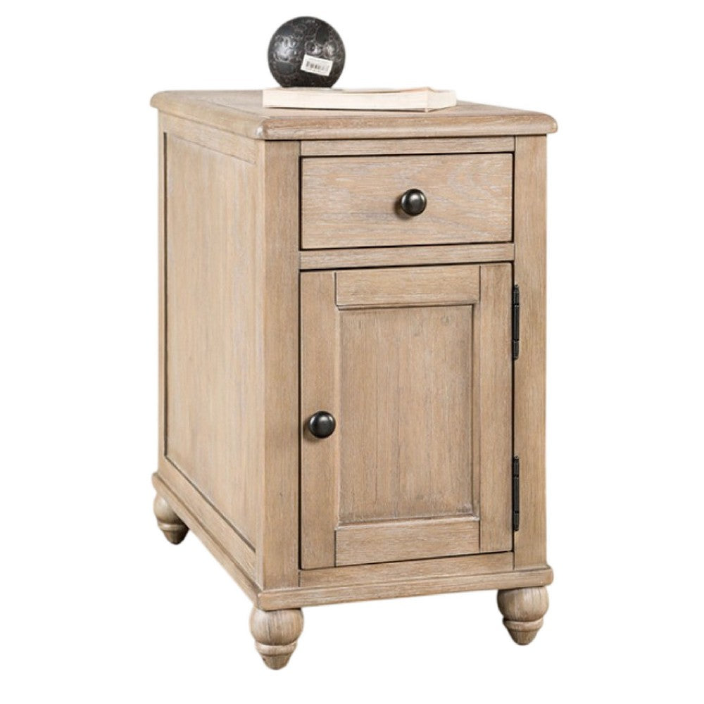 Cherie Side End Table, 1 Drawers 1 Door, Light White Wash, 24 Inch - BM333755