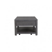 Zoko 48 Inch Coffee Table, Caster Wheels, Drawers, Ash Gray Rubberwood -BM333756