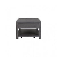 Zoko 48 Inch Coffee Table, Caster Wheels, Drawers, Ash Gray Rubberwood -BM333756