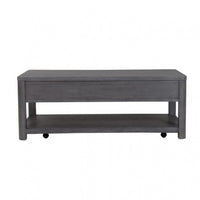 Zoko 48 Inch Coffee Table, Caster Wheels, Drawers, Ash Gray Rubberwood -BM333756