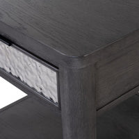 Zoko Side End Table, 1 Drawer, 1 Shelf, Ash Gray Rubberwood, 24 Inch -BM333758