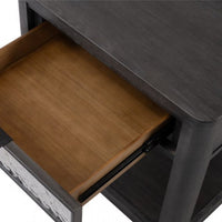 Zoko Side End Table, 1 Drawer, 1 Shelf, Ash Gray Rubberwood, 24 Inch -BM333758