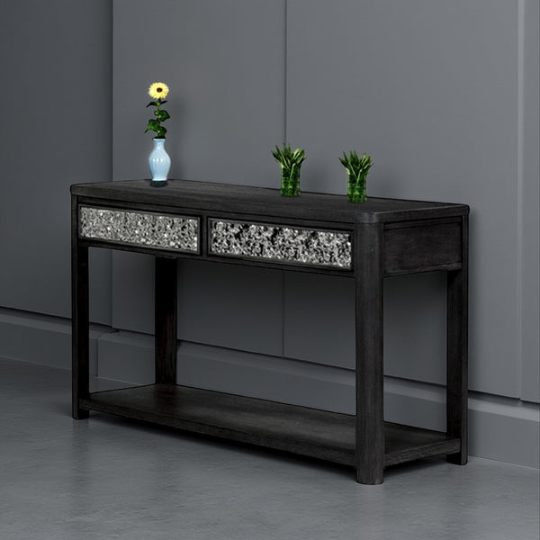 Zoko Sofa Table, 2 Drawers and 1 Shelf, Ash Gray Rubberwood, 48 Inch -BM333759