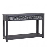 Zoko Sofa Table, 2 Drawers and 1 Shelf, Ash Gray Rubberwood, 48 Inch -BM333759